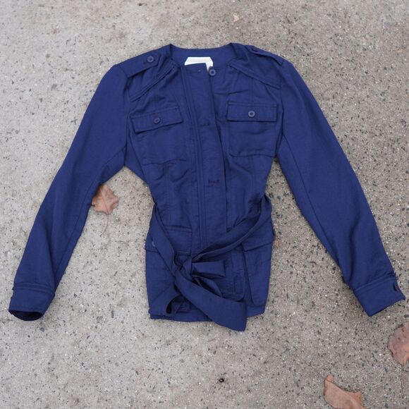 Anthropologie Hei Hei Navy Belted Utility Anorak Jacket XS Military Style - Picture 2 of 10